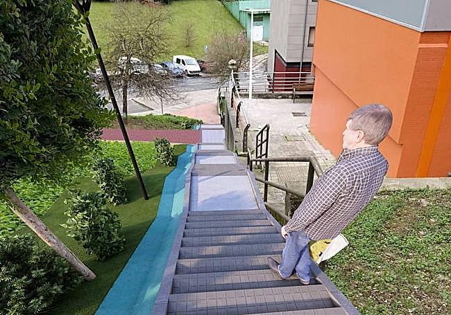 Recreación de las escaleras