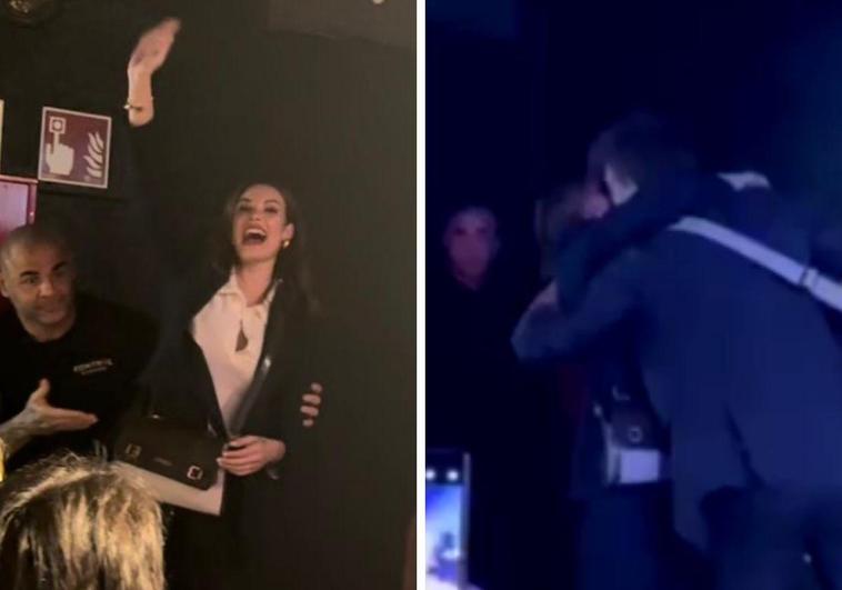 Jessica Bueno sonríe cuando su novio le dedica unas palabras.