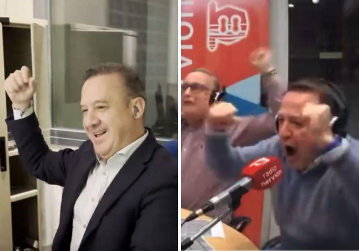 La efusiva celebración de los periodistas de Radio Nervión por el fuera de juego de Morata