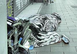 Una persona duerme en la Avenida de Gasteiz.