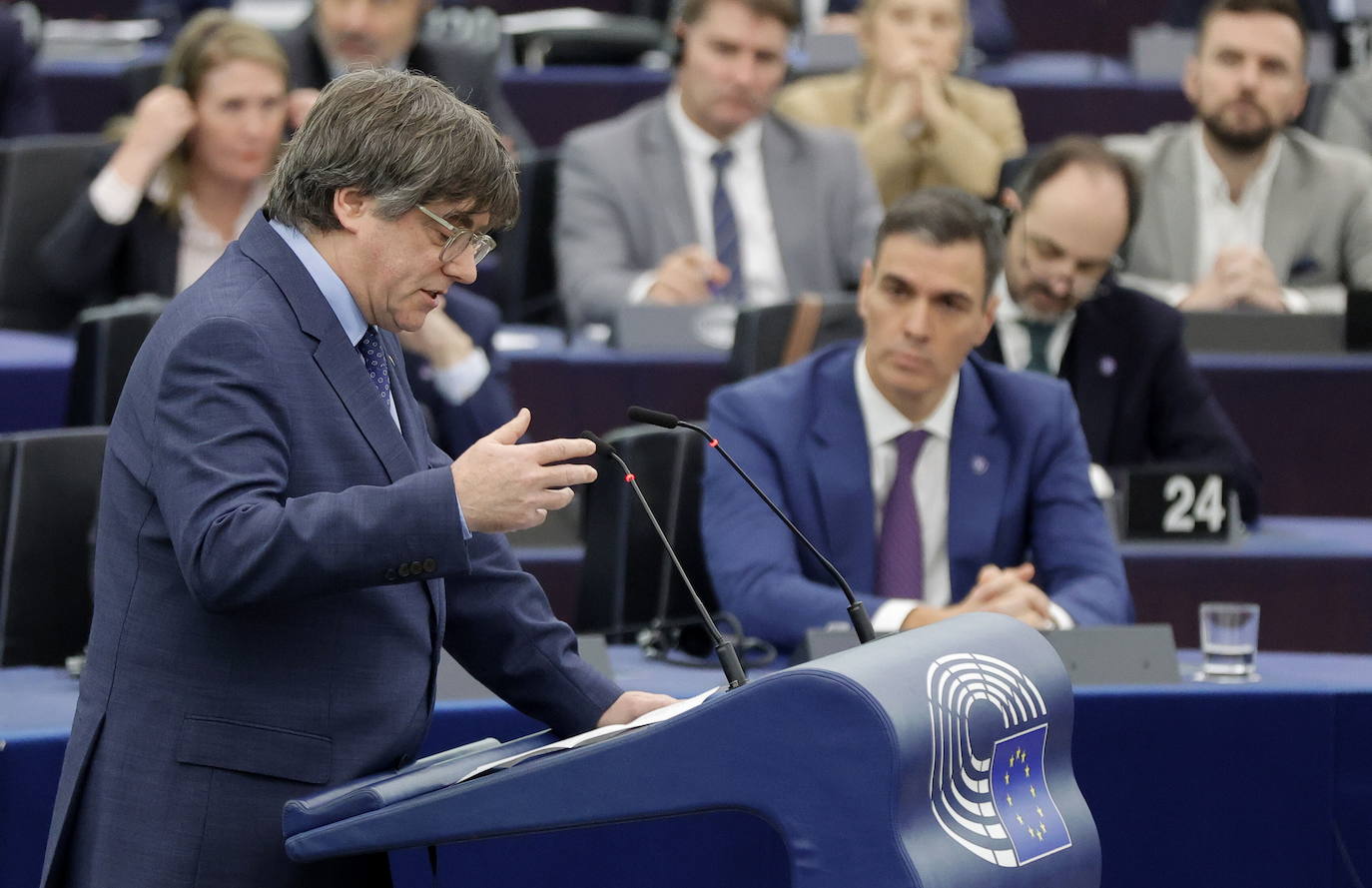 El expresident de la Generalitat, Carles Puigdemont, en el Parlamento Europeo.