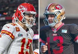 Patrick Mahomes (28 años) es el emblema de la NFL tras la retirada de Tom Brady. / Brock Purdy (24 años) fue elegido el último en el draft de 2022.