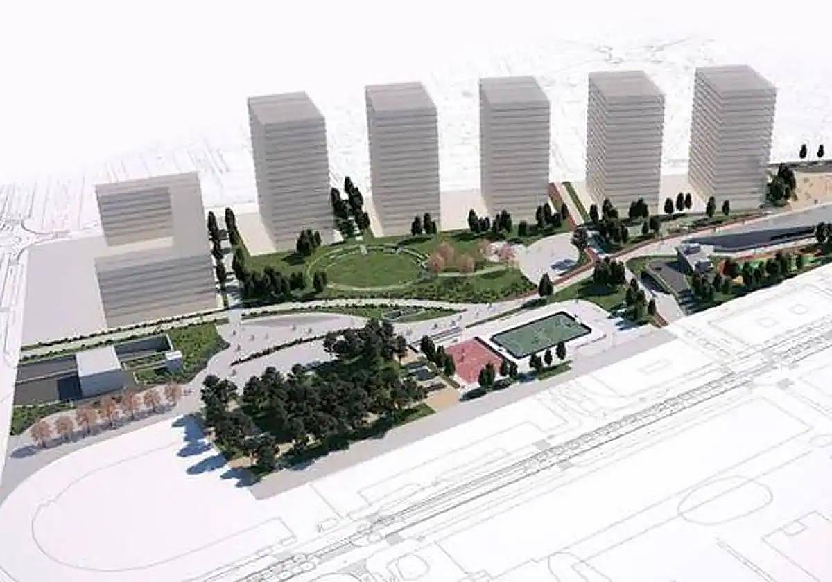 Infografía del proyecto de las cinco grandes torres en el centro de Durango.