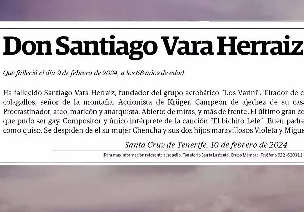 La esquela más viral de un hombre de Tenerife: «Campeón de ajedrez... ateo, maricón y anarquista»