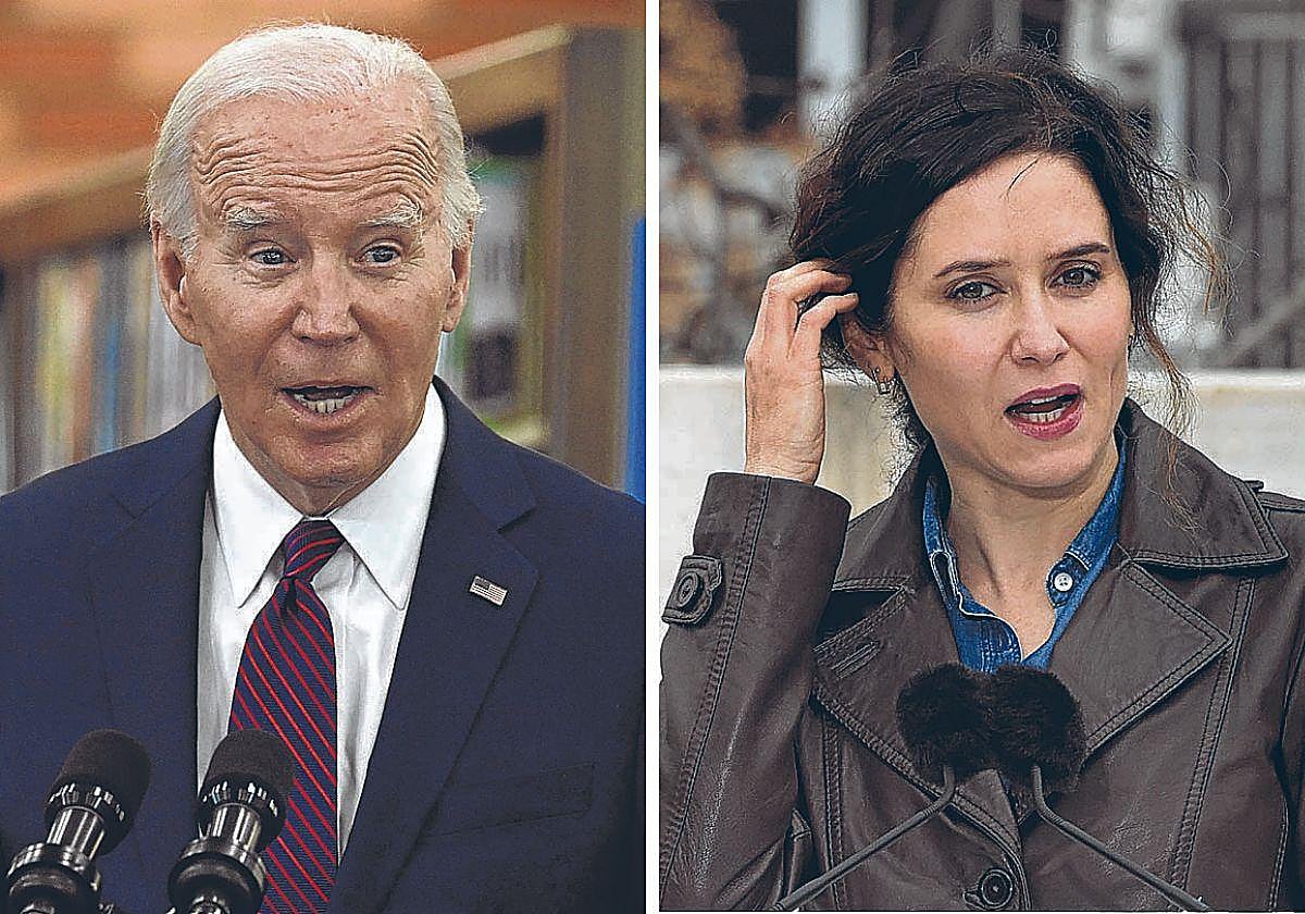 Joe Biden e Isabel Díaz Ayuso.
