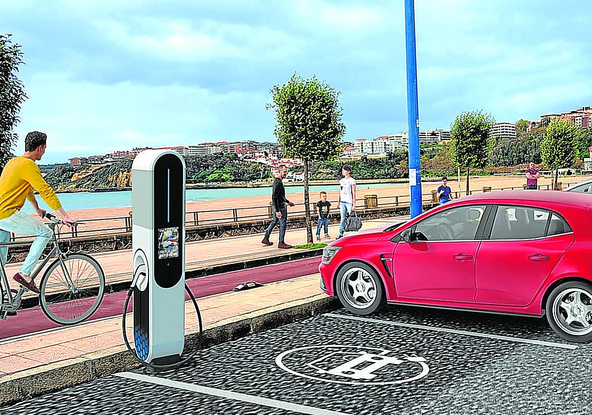 Montaje de la propuesta del PP rechazada de cómo quedaría la zona al convertir la hilera de estacionamientos en aparcamientos en batería.