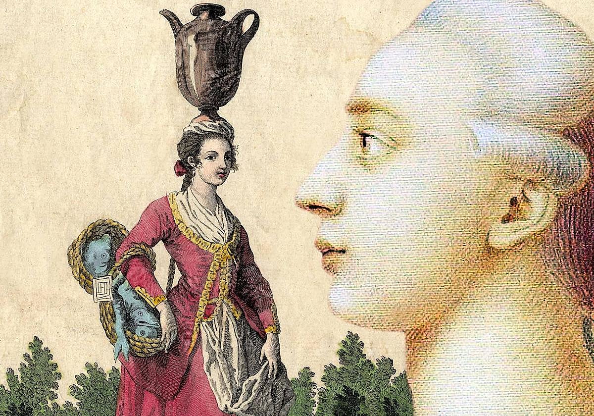 Sirvienta de Bilbao ('Colección de Trajes de España', 1777) y retrato de Giacomo Casanova.