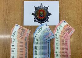 Imagen de los billetes falsos recuperados.