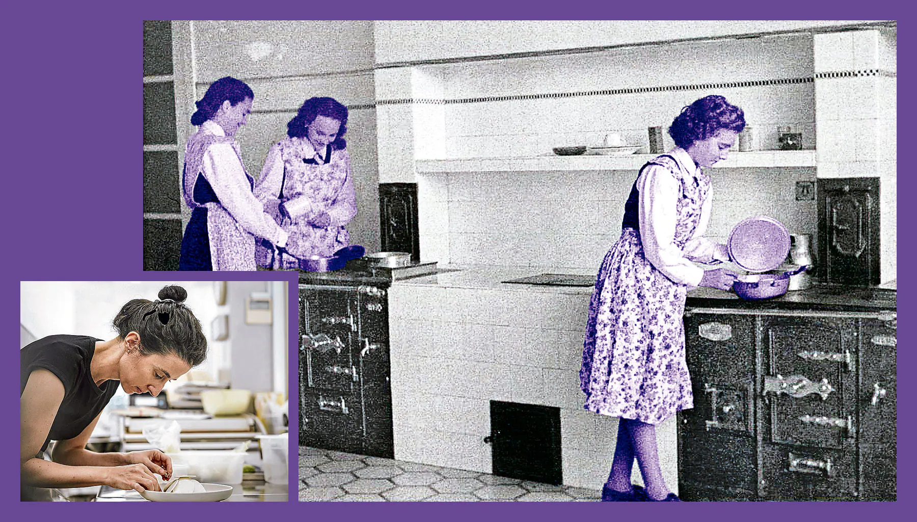 Imagen - El aprendizaje de la cocina doméstica era una de las misiones que asumía la Sección Femenina. Aquí, en el Colegio de la Vera Cruz de Vitoria, en 1948.