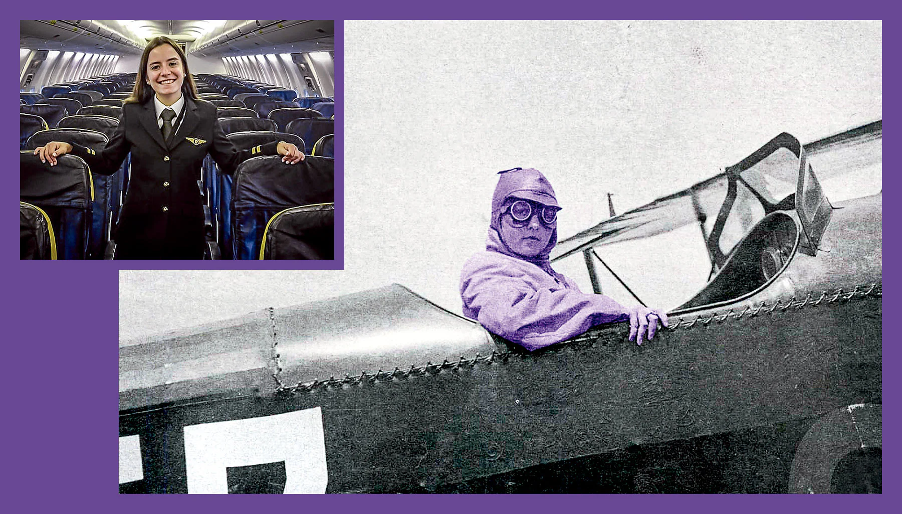 Imagen - Fotografía tomada en 1925 de una mujer a los mandos de un aeroplano. (Archivo Municipal de Vitoria. Autor T. Alfaro)