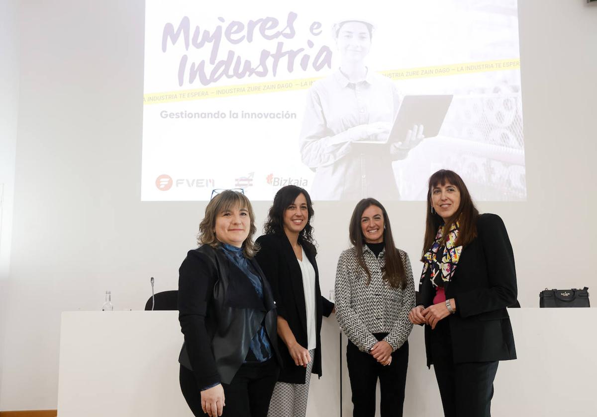 Ana Vela (Grupo Estalki), Alazne Romero (Ormazabal), Diana Mier (Sidenor) y María Cañas (ITP).