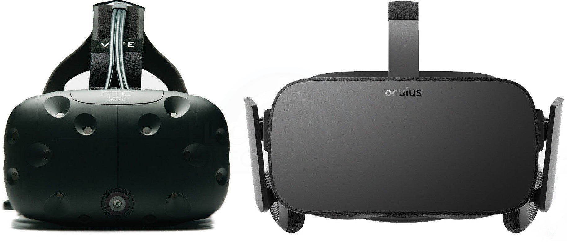 Los visores HTC Vive (izquierda) y Oculus Rift (derecha)