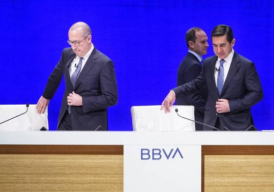Imagen de la junta de accionistas de BBVA celebrada este viernes en Bilbao.