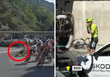 Así ha sido la dura caída de Roglic en la tercera etapa de la Vuelta al País Vasco