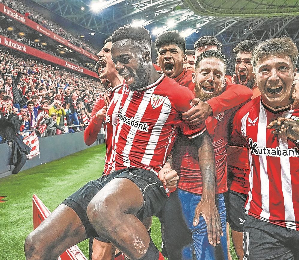 Si buena parte de la gran historia del Athletic se ha escrito en la Copa es por noches como la que se vivió a finales de enero ante el Barcelona. Era el primer gran reto del torneo, pero al menos permitió a los rojiblancos contar con el respaldo de su afición. ¡Y vaya si lo tuvo! 50.953 pulmones, la tercera mejor entrada de la historia hasta ese momento, impulsaron a un equipo desatado desde el gol de Guruzeta. Pese a que el Barcelona regresó al partido y lo tuvo en el minuto 86 con un gol fallado por Yamal, el Athletic apeló al corazón para hacerse con la clasificación en un derroche de fuerza y emoción en la prórroga. (San Mamés. Bilbao. 24-1-2024. Cuartos)