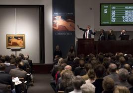 Subasta de un cuadro en la sala Christies de Nueva York.