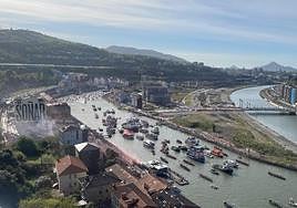 Así se vio la gabarra desde el tejado de San Mamés