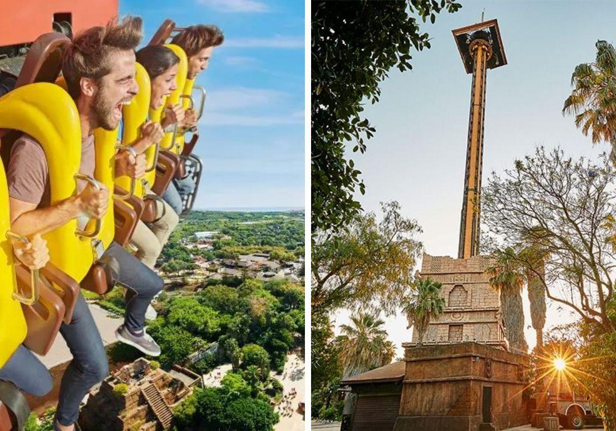 Una atracción de PortAventura deja de funcionar con varias personas a 100 metros de altura