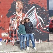 Muniain se une a los hermanos Williams en el mural del Athletic en Barakaldo