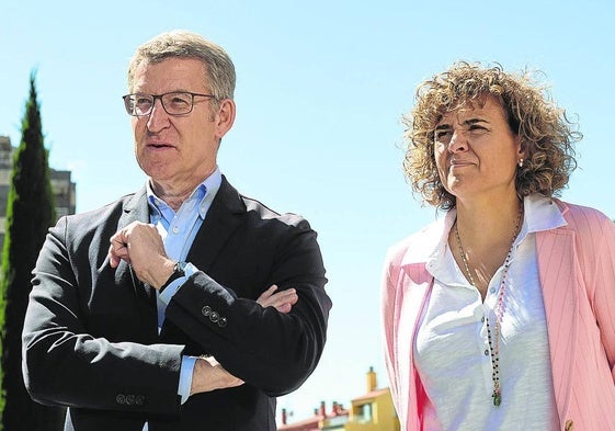 Alberto Núñez Feijóo y Dolors Montserrat, ayer en Figueres.