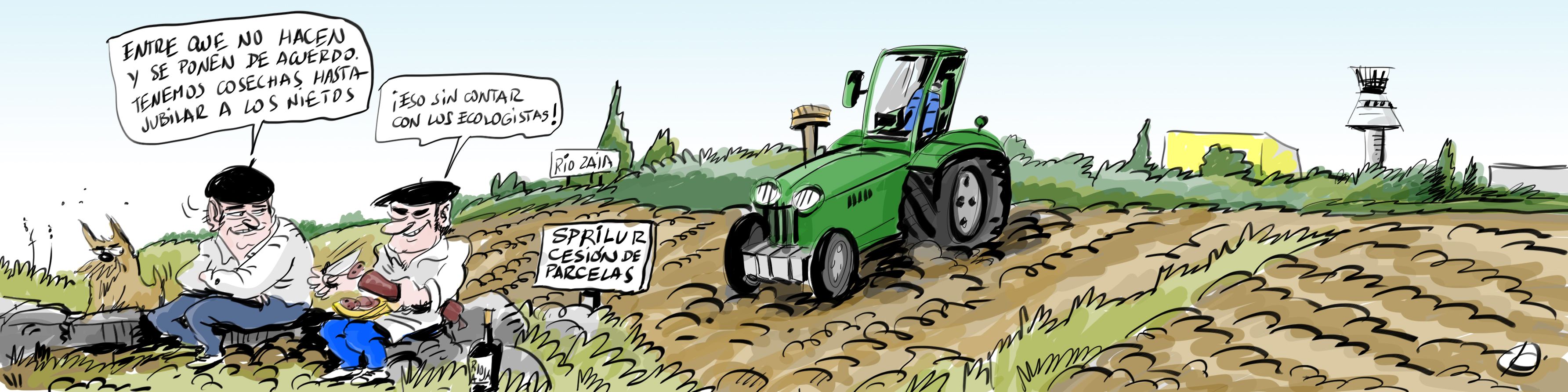 La viñeta de Cerrajería y las parcelas agrícolas junto a Foronda