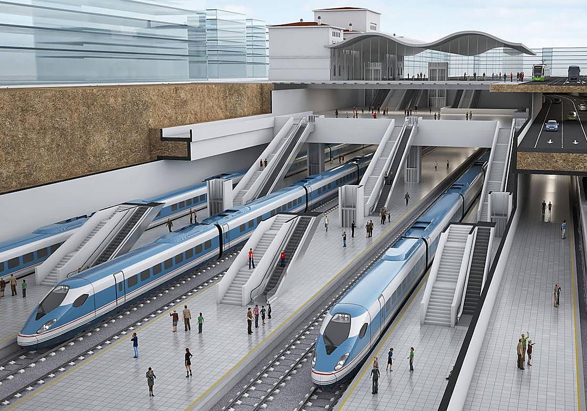 Recreación de la futura estación de Dato, con el tren soterrado.