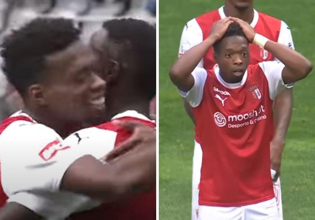 Las dos caras de Djaló: gol con el Braga... y expulsión por dos amarillas en un minuto