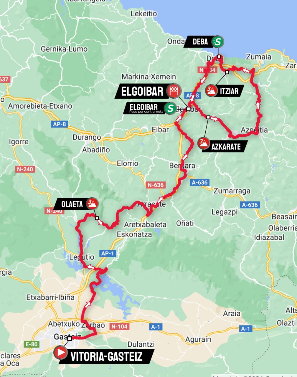 Recorrido de la primera etapa de la Itzulia femenina.