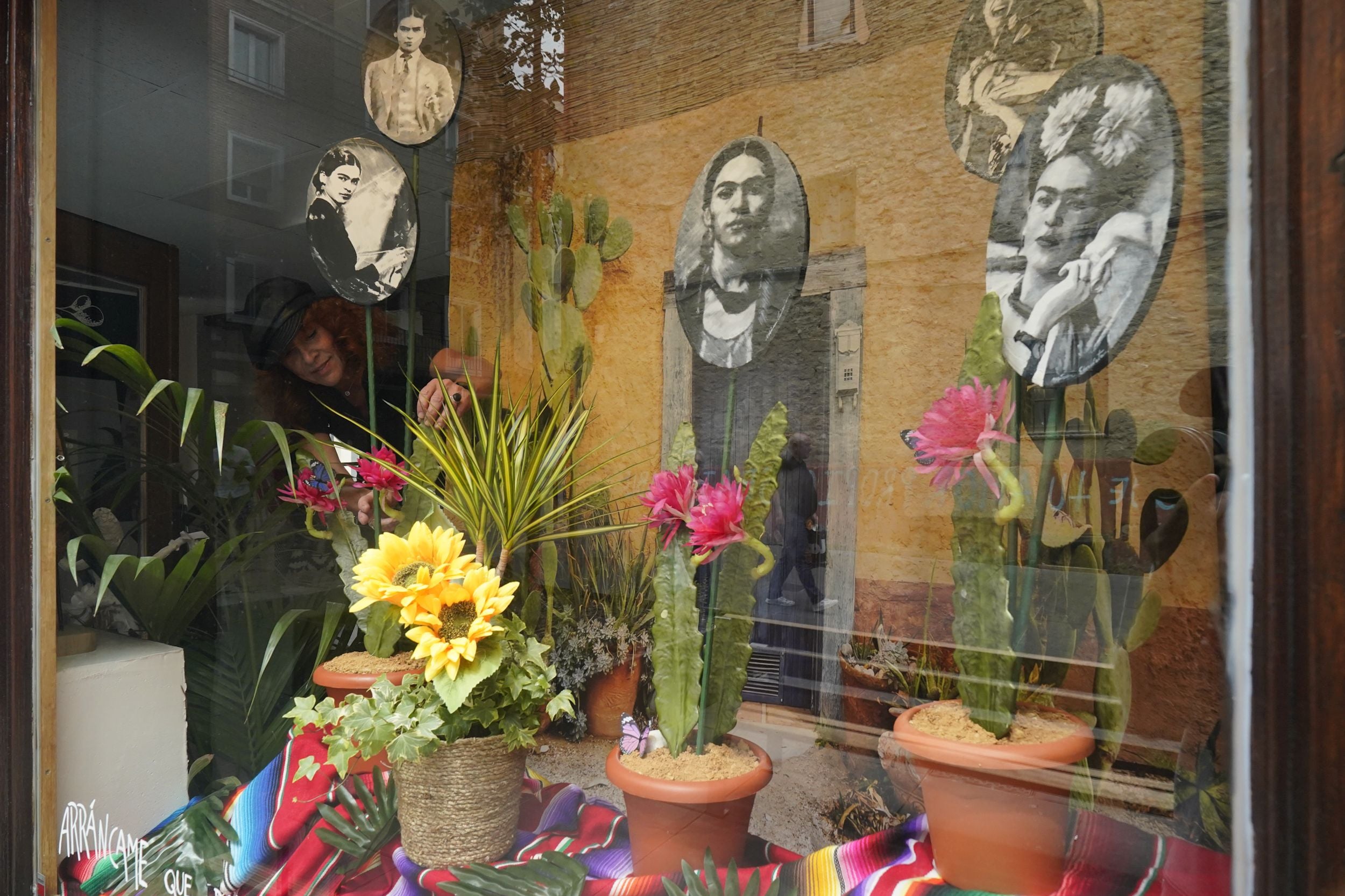 Las flores crecen en los escaparates de Vitoria