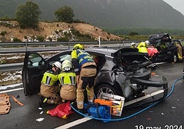 Ocho personas resultan heridas en un choque múltiple en la AP-68 a la altura de Zambrana tras una granizada