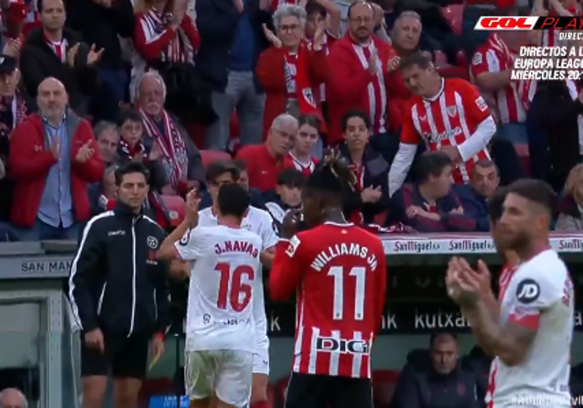 Jesús Navas, emocionado con la ovación de San Mamés: «Gracias a todos por esta despedida maravillosa»