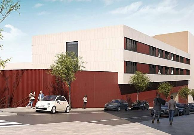 Recreación de la parte principal del instituto, desde la calle Aldapa.