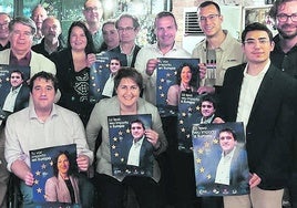 Bonvehí y Pascal, en primera fila, con carteles de Agirregoitia en el arranque de la campaña electoral del 9-J.