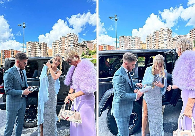 Ana Montoya, la novia de Iker Muniain, luce un diseño de Alicia Rueda en la boda de Iñaki Williams y Patricia Morales