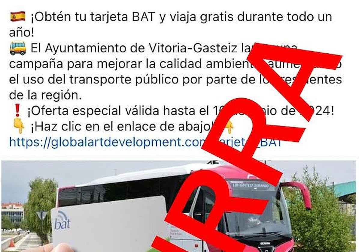 Imagen de la falsa oferta que circula por las redes sociales.