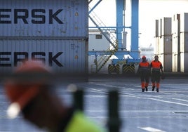 Trabajadores en el puerto de Algeciras (Cádiz).