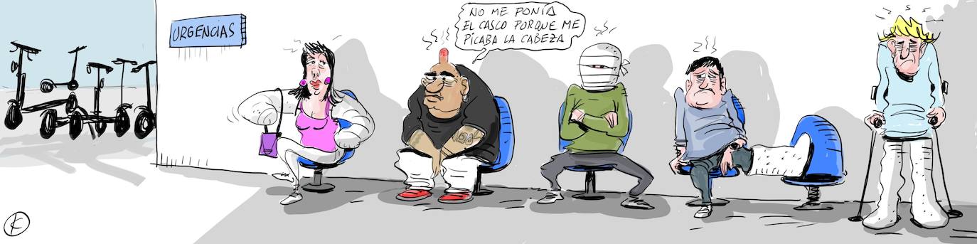 La viñeta de Cerrajería sobre la atención en Urgencias a los heridos en accidentes de patinetes