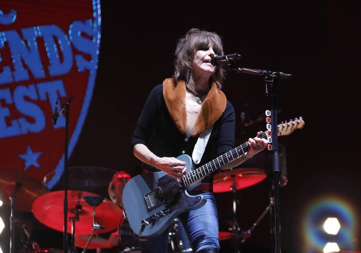 La líder de los Pretenders, Chrissie Hynde, este viernes sobre el escenario del BBK Bilbao Music Legends en el Bilbao Arena.