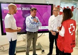 Guillermo Vázquez, Josu Perón y Manuel Calvo, en la presentación de la memoria de actividad de 2023.