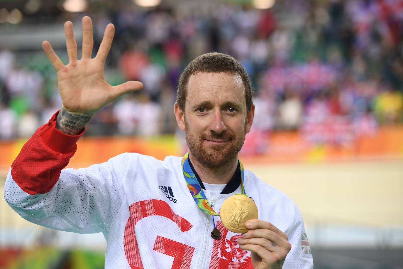 Wiggins celebra una medalla de oro en los Juegos de Río.