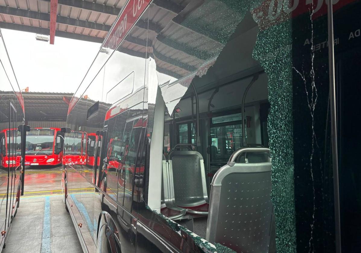 Durante la huelga han tenido lugar diversos sabotajes en las unidades de Bilbobus.