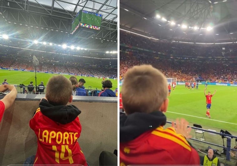 El emotivo aplauso del hijo de Laporte a su padre tras la victoria ante Italia