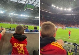 El emotivo aplauso del hijo de Laporte a su padre tras la victoria ante Italia