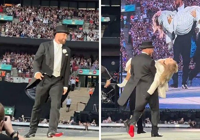 Taylor Swift sorprende a sus fans y sube al escenario a su novio, el jugador Travis Kelce