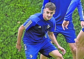 Aimar Oroz se ejercita en las instalaciones de Tajonar la pasada temporada.