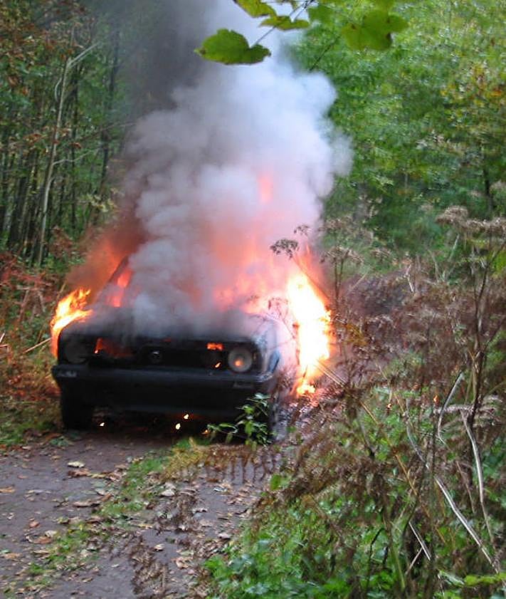 Imagen secundaria 2 - En las imágenes, dos vehículos incendiados por los asesinos de Brabante en sus fugas y unos cheques robados por los criminales que fueron encontrados en un canal belga.