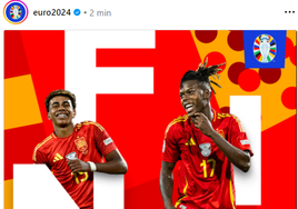 La UEFA utiliza una celebración de Nico Williams y Lamine Yamal para anunciar el pase de España en la final