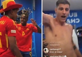 Así ha sido la fiesta de La Roja en el vestuario: los bailes de Nico y Lamine, Morata desatado...