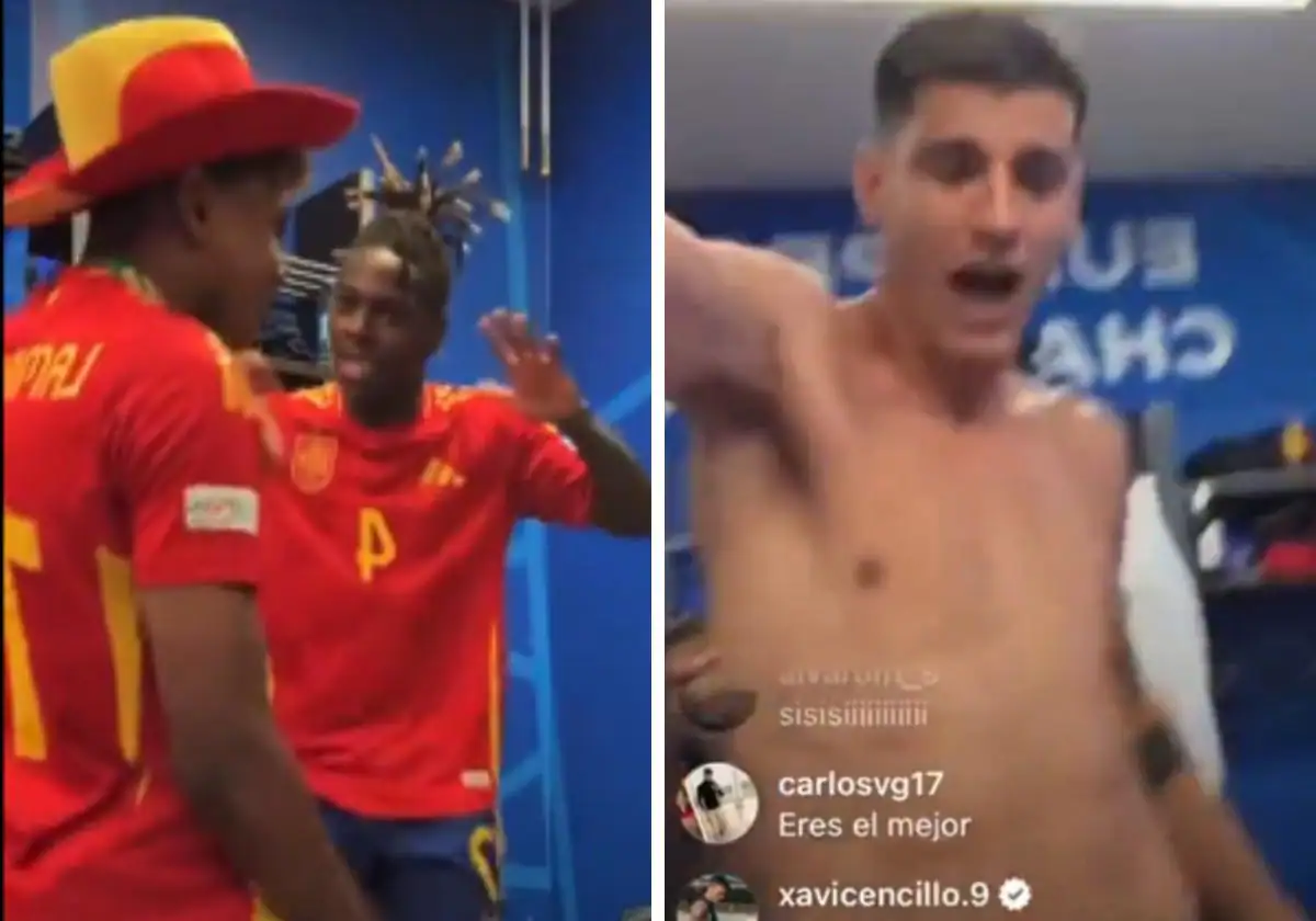 Así ha sido la fiesta de La Roja en el vestuario: los bailes de Nico y  Lamine, Morata desatado... | El Correo