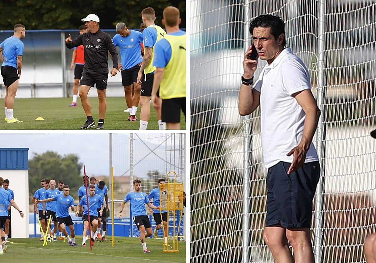 Luis García, Sergio Fernández y un entrenamiento de esta pretemporada del Alavés.